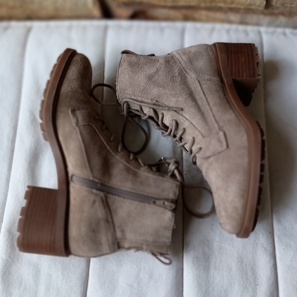 Lucky Brand Women's Tan Suede Leather Lace-Up Ankle Boots_8